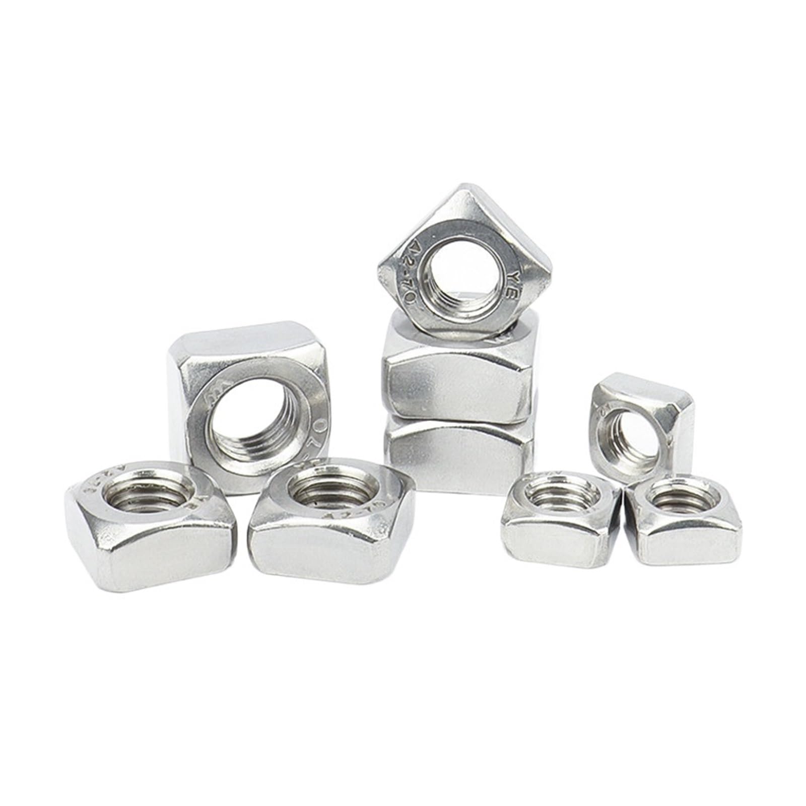 Nakrętki kwadratowe, srebrne 5-50 szt. Stal nierdzewna A2 M3 M4 M5 M6 M8 M10 M12(M8-10PCS)
