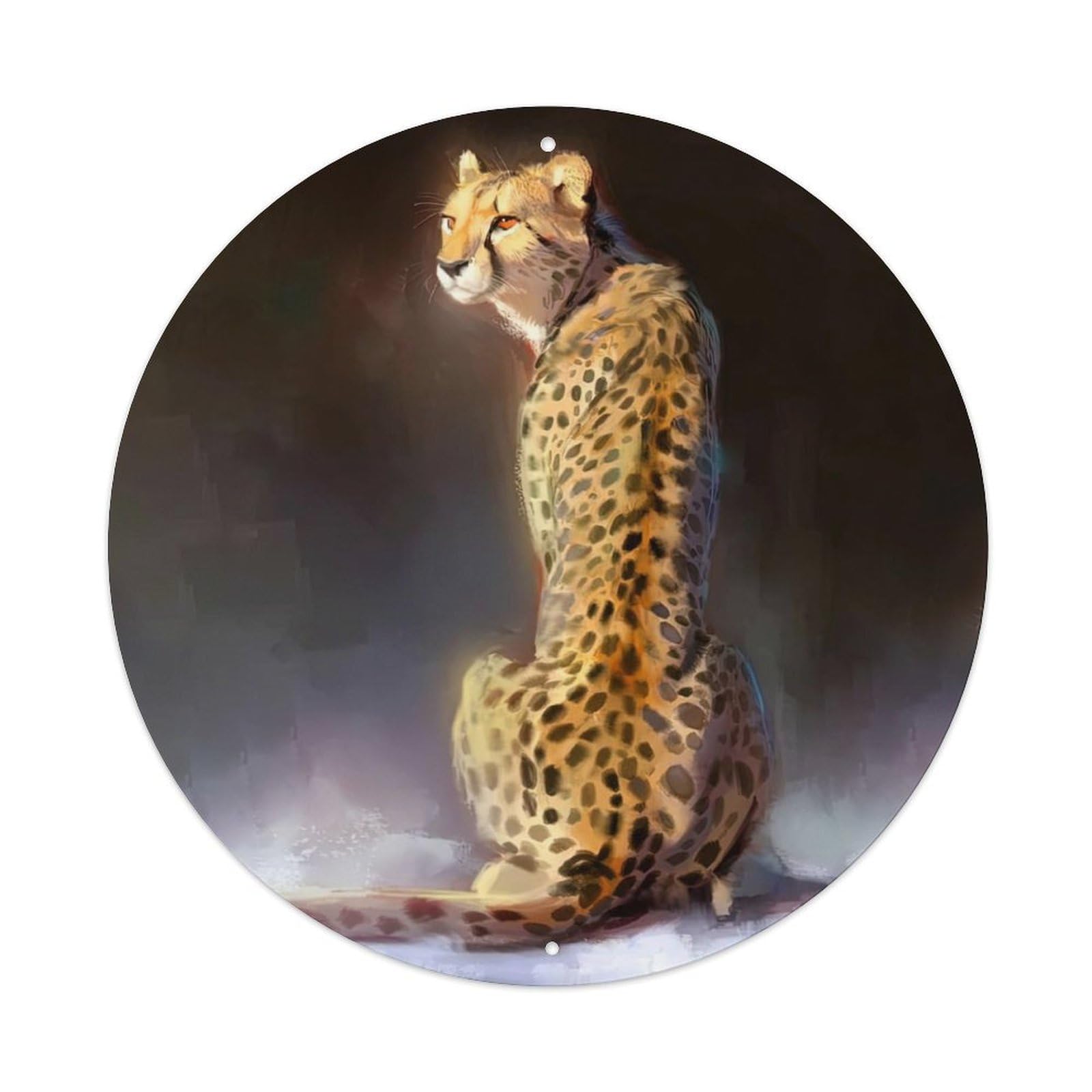 Animals Artwork Resting Cheetah Vintage Metal Tin Sign Plaque Wall Decor for Cafe, Club Bar, Office, Garden Metal Poster 8x8Inch