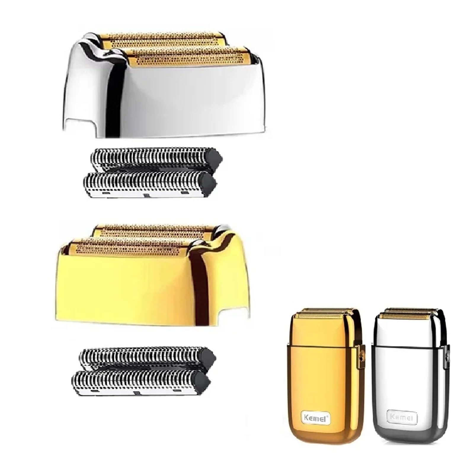 Lamina di ricambio e testina di taglio adatta, compatibile con Kemei, KM-TX1/KM-TX3 Rasoio elettrico Netto Rasoio da barba Accessori(Gold)