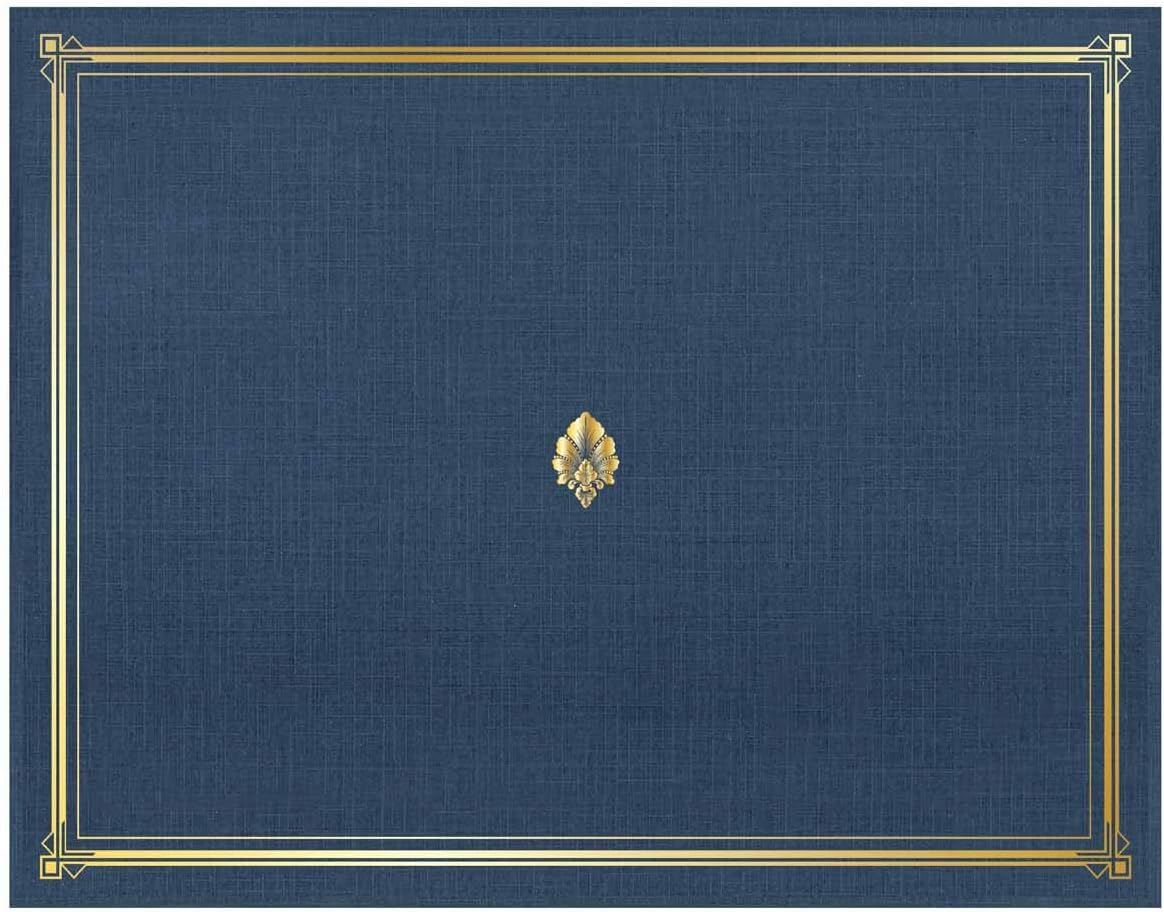 Geographics Classic Linen - Juego de 60 fundas para documentos de 12.5 x 9.75 pulgadas, color azul marino, soportes para certificados, diplomas, marcos de documentos, textura de lino de alta calidad