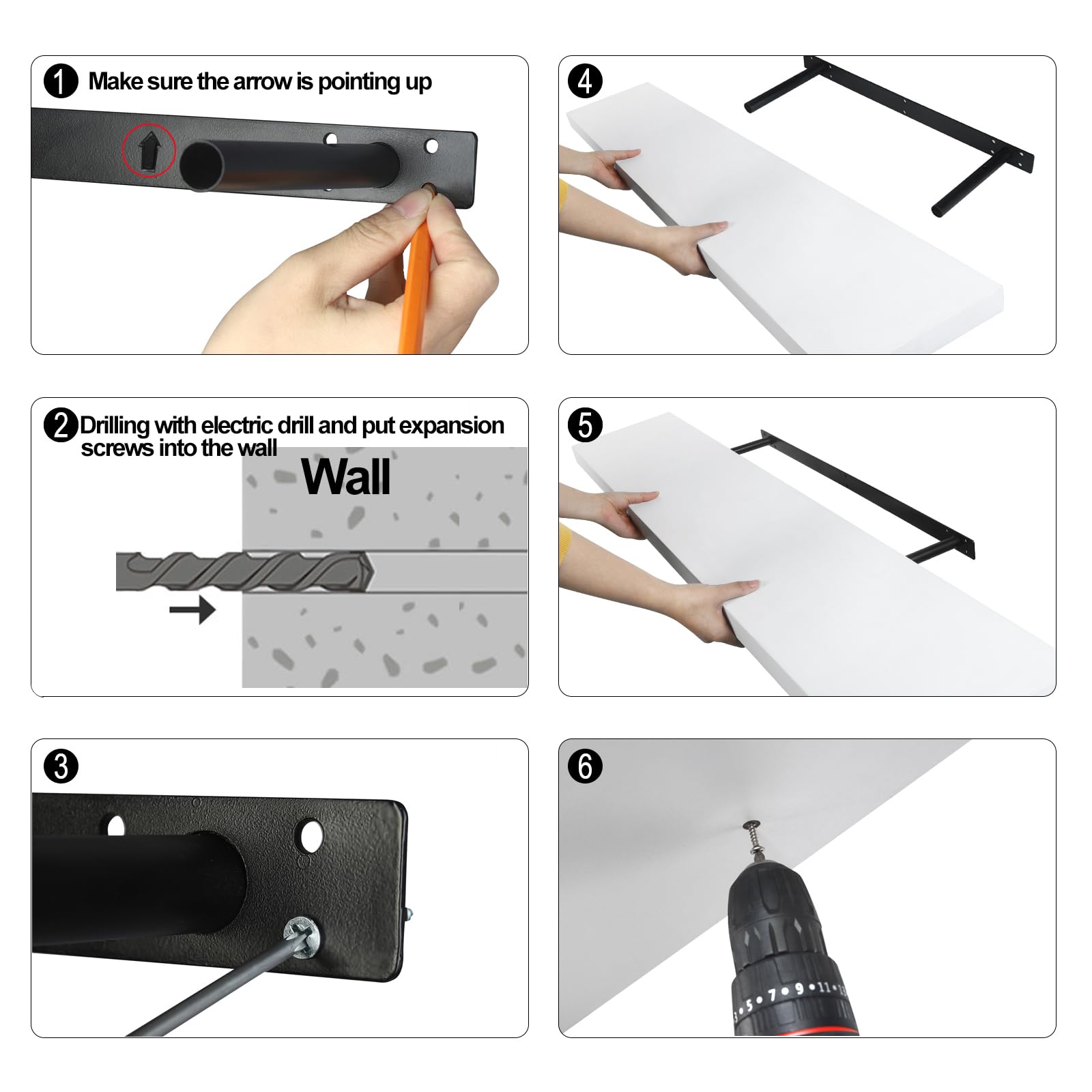 ESituro Lot De 3 Étagère Murale, Étagère Flottante, Étagère Rangement