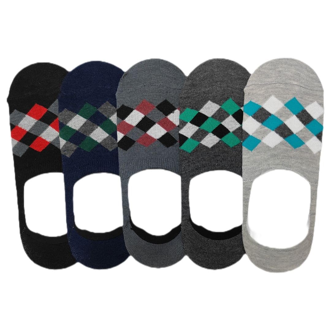 Cotton Printed Socks for Men and Women no Show Loafer Socks with Anti Slip - Pack of 5, Free Size-image-45