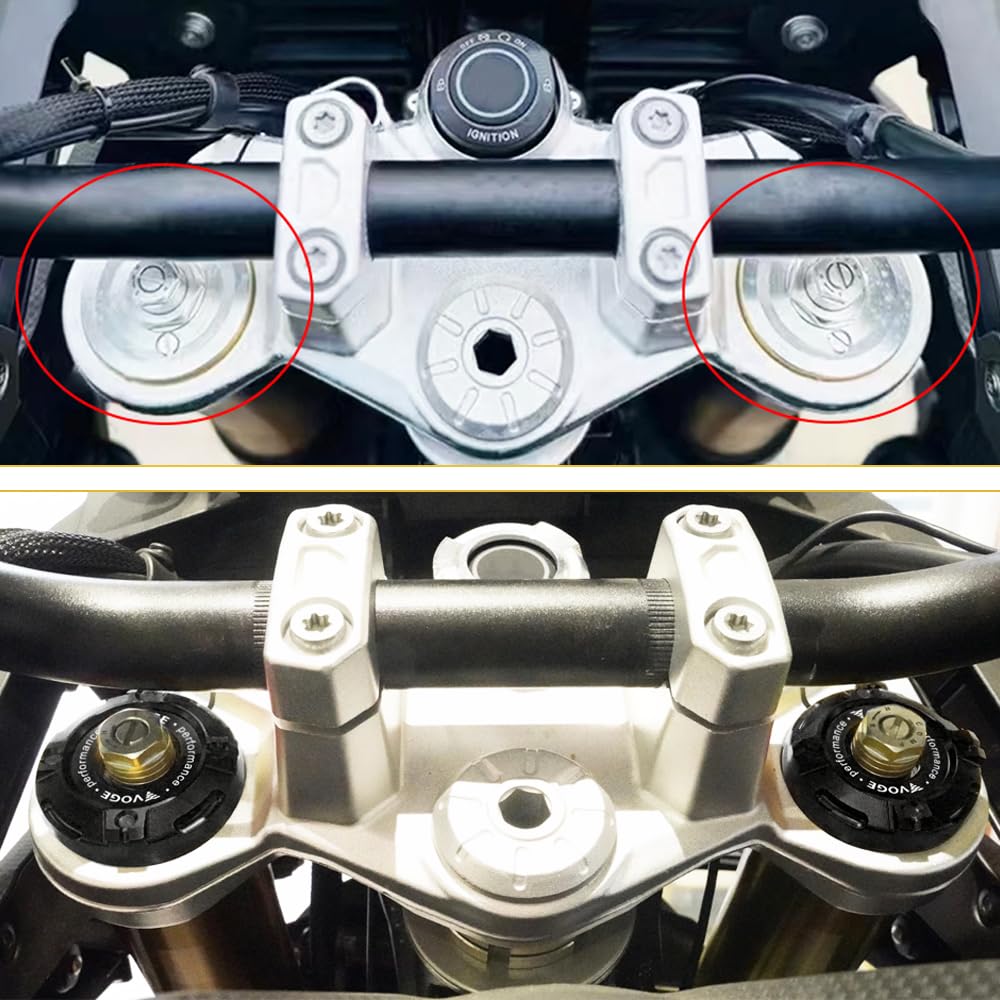 Pour VOGE 900DSX 625DSX 525DSX DSX DSX 900 625 525 DS900X DS625X DS525X Accessoires Moto Couvercle Amortisseur Avant Trois Étoiles Couvercle de colonne Capuchon décoratif Aluminium (Noir)