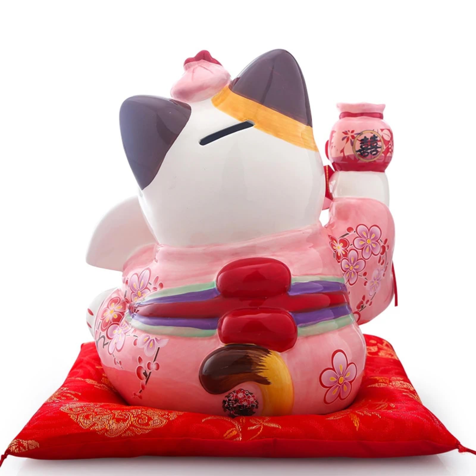 Różowy kot szczęścia ceramiczna ozdoba, 20 cm 20 cm, japońscy kochankowie szczęśliwy kot Feng Shui prezent ślubny