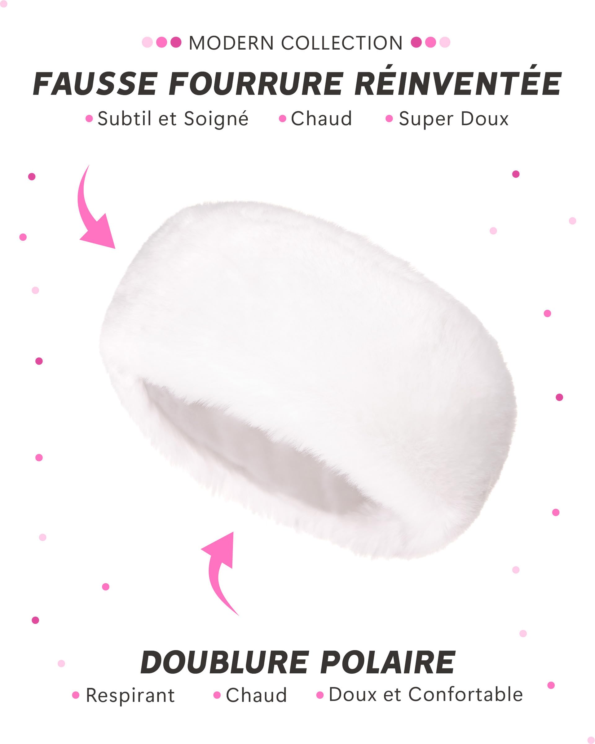 Futrzane Modern Bandeau - Bandeau en Fausse Fourrure Femme - Cache Oreille Ski - Taille L (Blanc Modern)