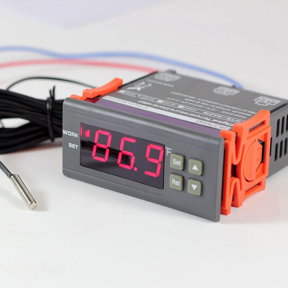 DC 12V Fahrenheit Digital Temperature Controller 10A 1 Relay with NTC 10K Sensor