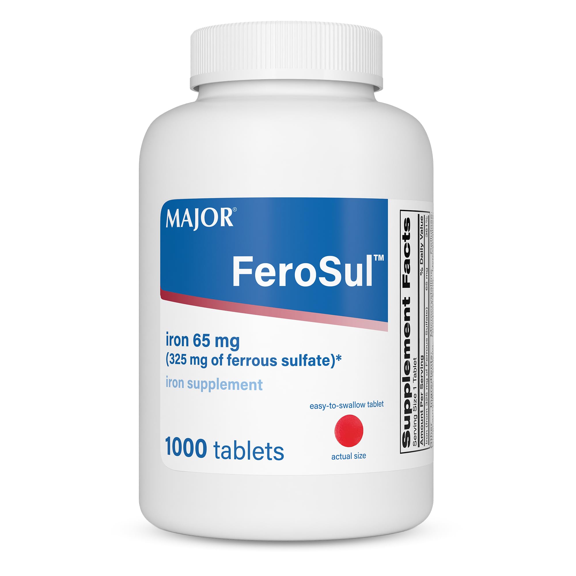 MAJOR FeroSul Ferrous Sulfate 325mg Tablets, 1000 Count (1-Pack)