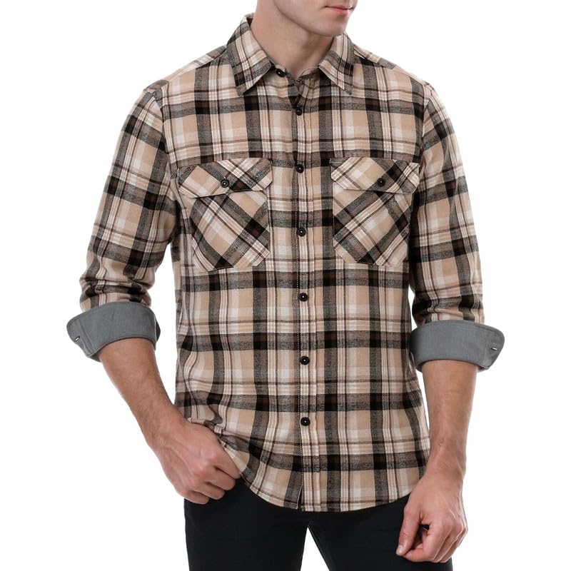 WARHORSEE Flannel Shirt for Men Long Sleeve Button Down Plaid Shirts