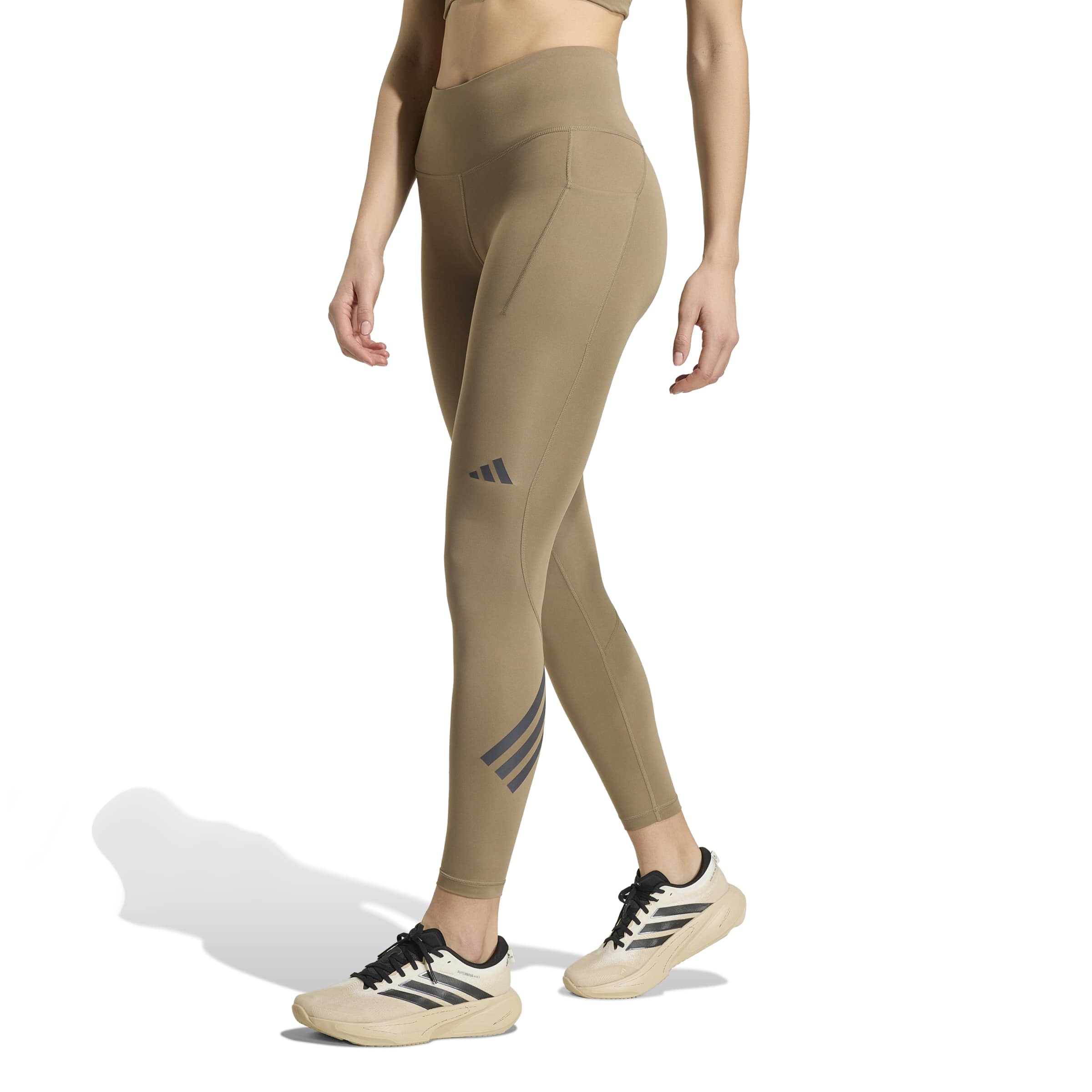 adidas Kobiety Adi365 Climacool 3 Stripes Running Full Length Leggings Tights, Khaki Six, XL