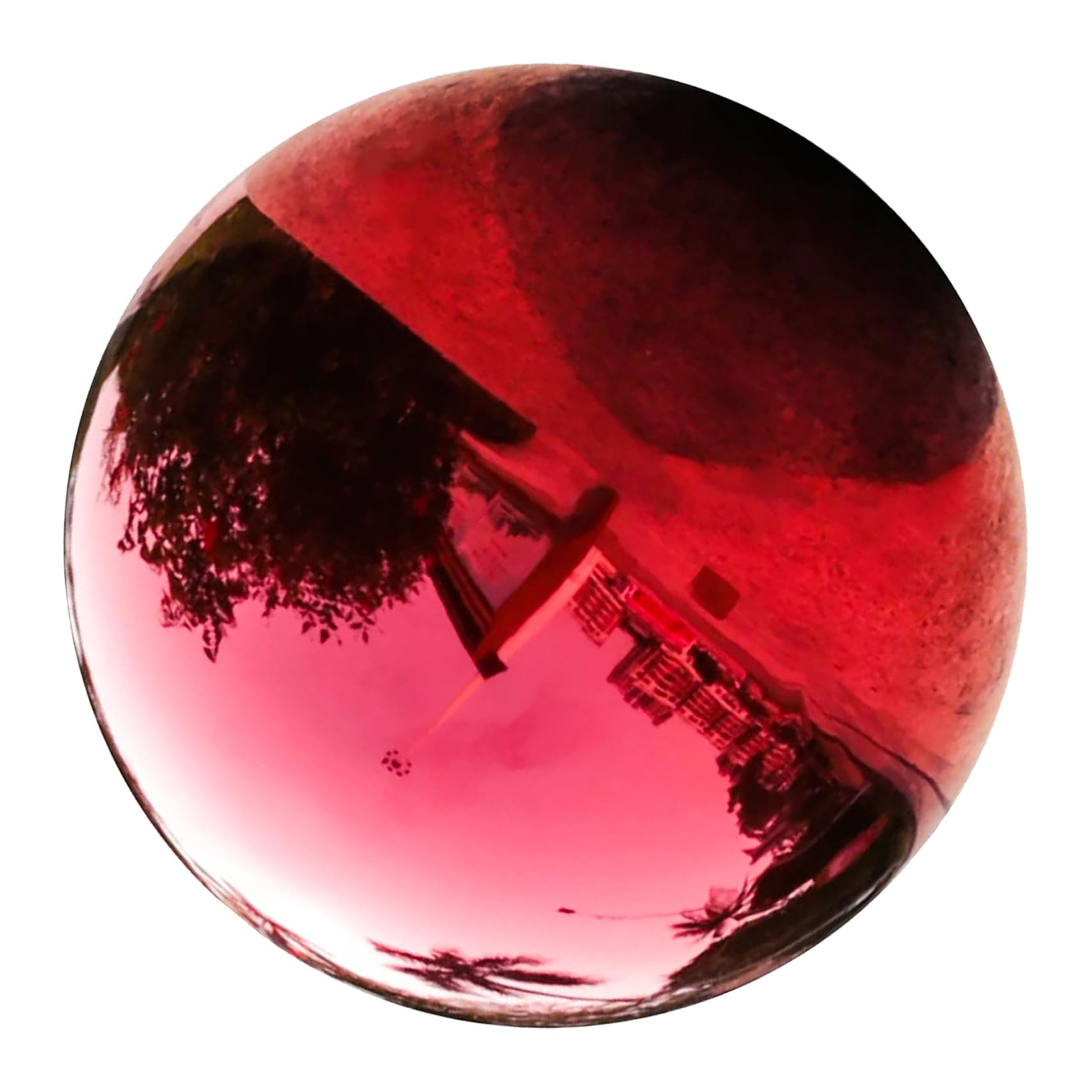 BESPORTBLE 5.2Inch Red Gazing Ball for Garden - Reflective Stainless Steel Outdoor Decor for Patios and Gardens on Decorative Gazing Balls-image-4