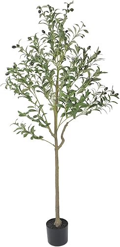 Verdeho Árbol de olivo artificial de 5 pies, plantas falsas de seda de olivo falso en maceta para decoración moderna del hogar, oficina, sala de