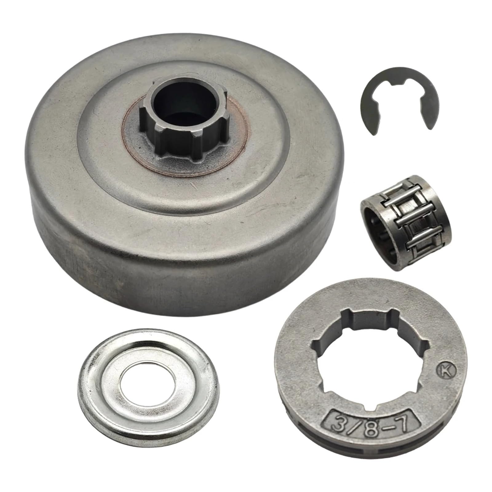 Kit de Tambor de Embrague con piñón de llanta de 3/8-7T Compatible con Motosierra MS211, MS171, MS181, MS171C, MS181C y MS211C
