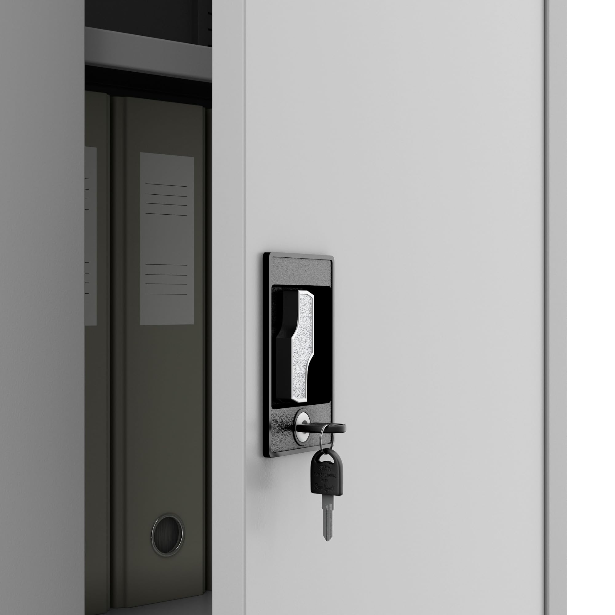 Jan Nowak Metallschrank 185 x 90 x 45 cm | Büroschrank Abschließbar mit Kleiderstange, Pulverbeschichtung | Aufbewahrungsschrank Umkleideschrank Spind Kleiderstange | Grau