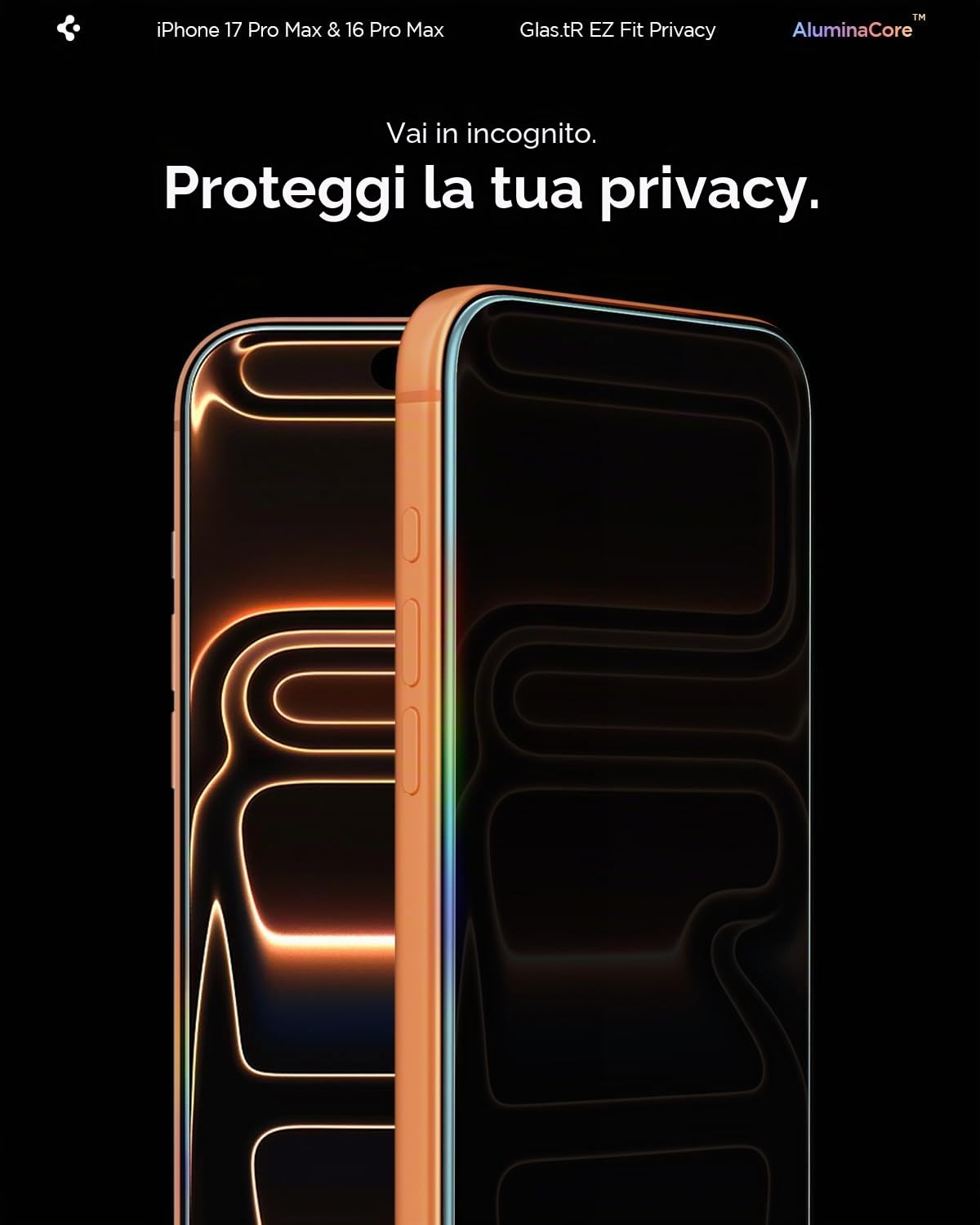 Spigen Glas.tR EZ Fit Vetro Temperato compatibile con iPhone 17 Pro Max, iPhone 16 Pro Max, 2 Pezzi, Anti-Spia, Protezione della Privacy, Durezza 9H Pellicola prottetiva