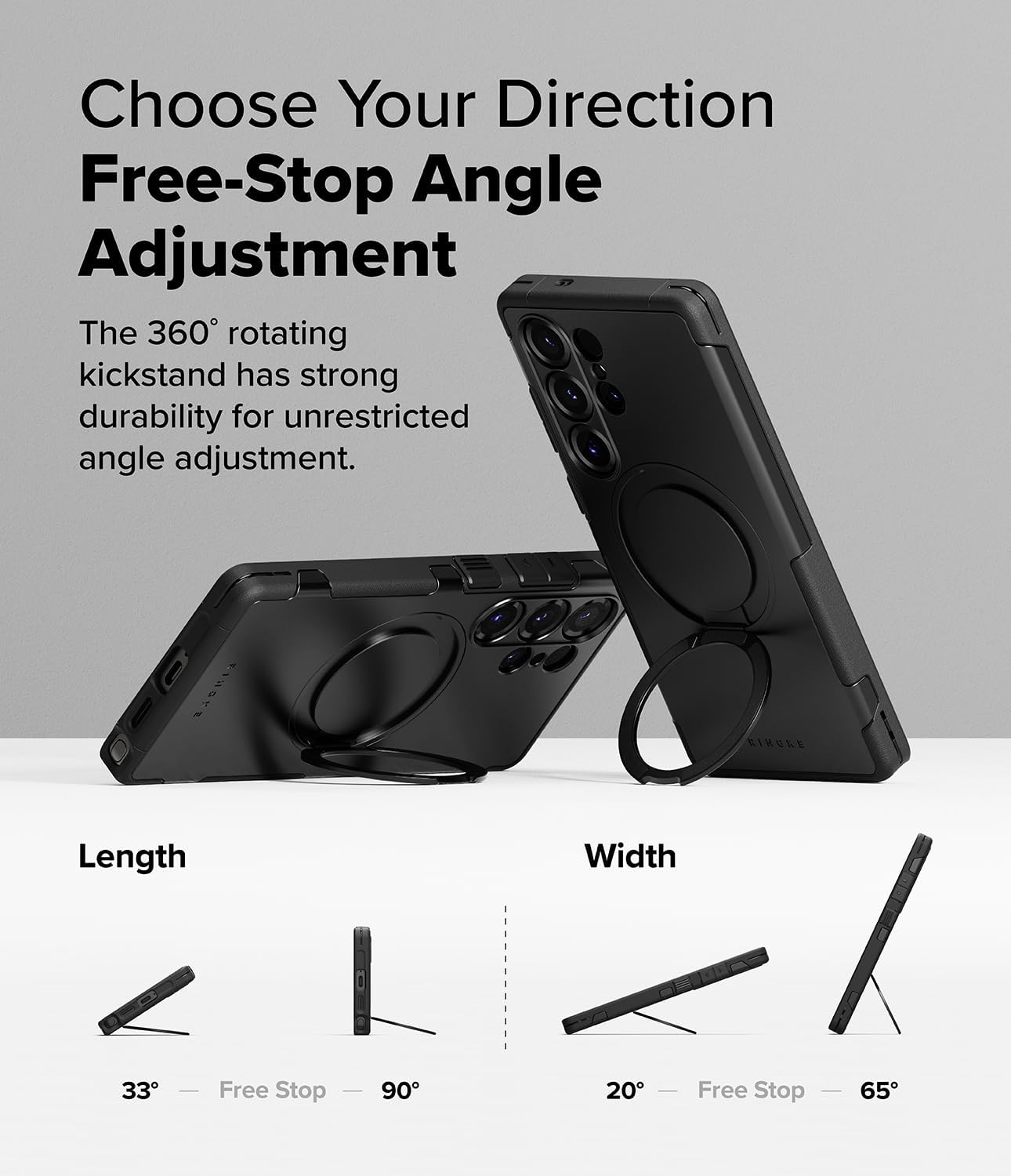 Ringke Alles [Compatible with MagSafe] Designed for Samsung Galaxy S25 Ultra Case, Shockproof Cover with 360° Rotating Kickstand, Powerful Magnet Precise Cutouts for Camera Lenses - Black - Image 6