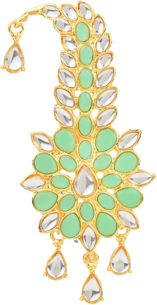 I Jewels Gold Plated Indian Traditional Handcrafted Kundan And Stone Safa Dulha Pagadi Kalangi Brooch for Groom Men