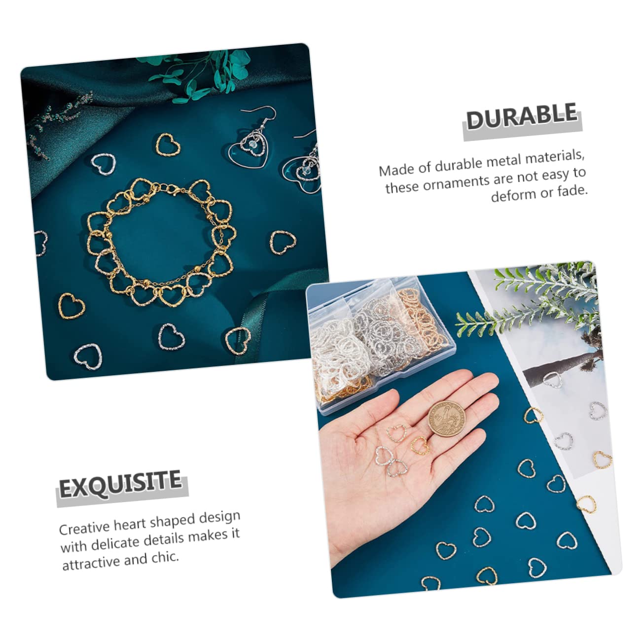 EXCEART 640pezzi Anelli Di Collegamento Forma Di Cuore Per Creazione Gioielli Facili Da Usare e Design Creativo Accessori Decorativi Resistente Per Artigianato
