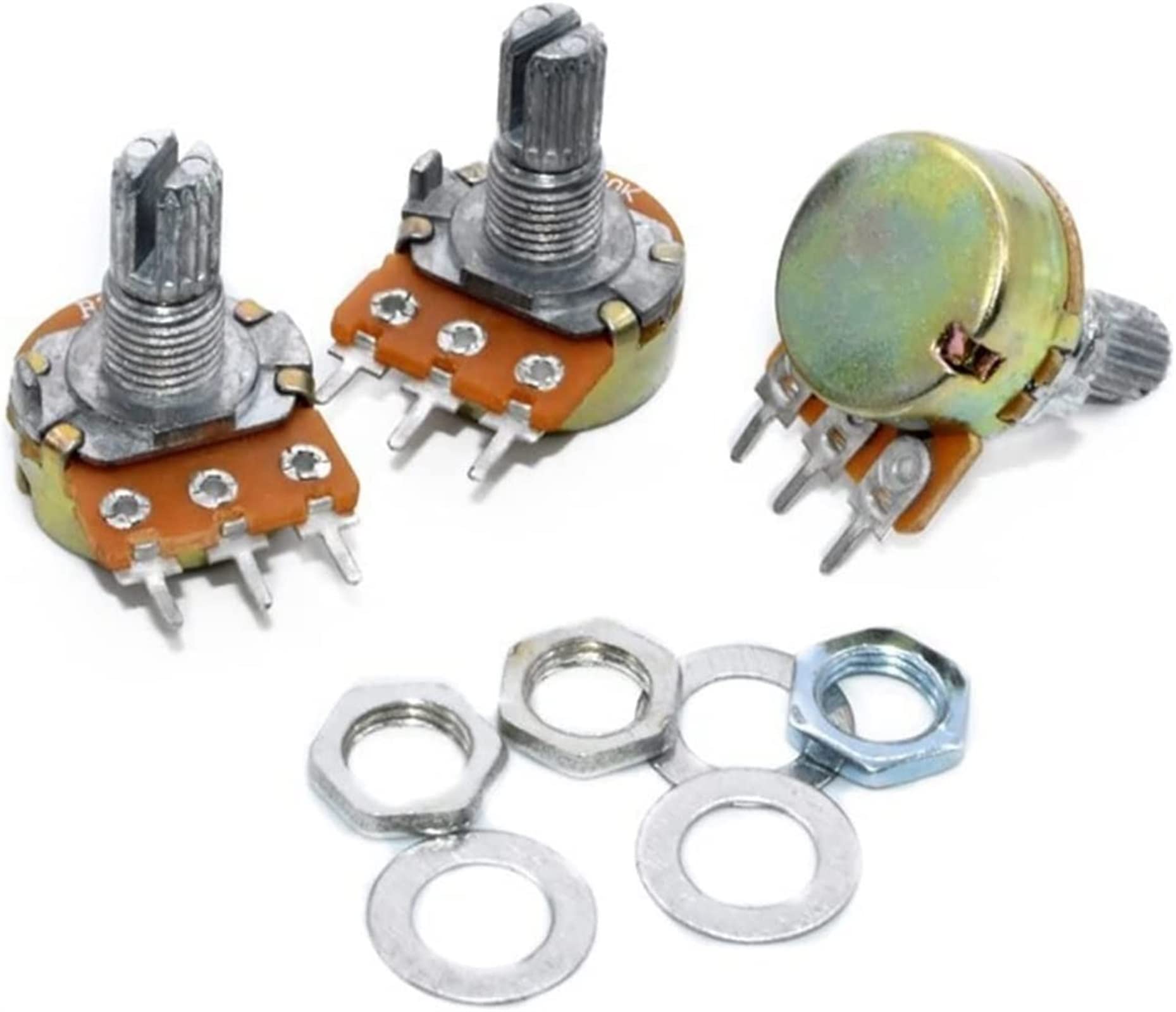 Piezas de recambio Codificador de interruptor 5 unids/lote potenciómetro de película de carbono WH148 15mm, con Kit de tapa de perillas de interruptor giratorio B1K 2K 5K 10K 20K 50K 100K 250K 500K 1M
