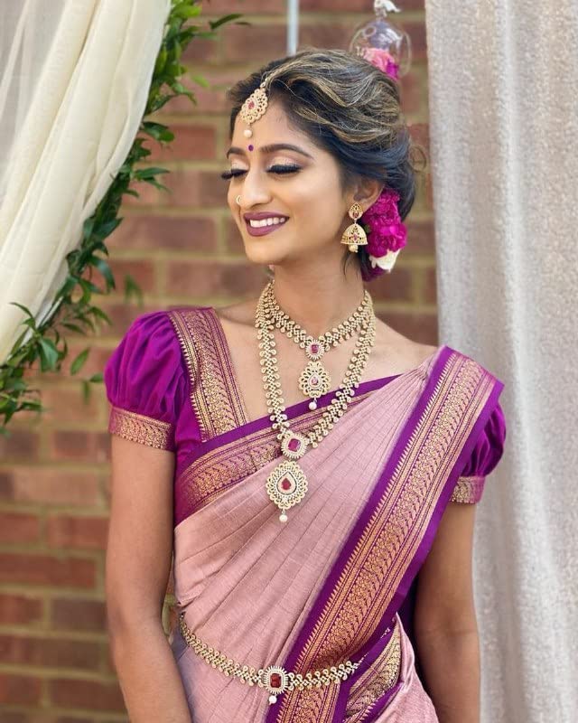 Image of Flosive Women's Kanjivaram Silk Saree With Handloom Weaving Work With Blouse Piece