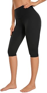 Womens Butterluxe High Waisted Knee Length Capri Leggings 14 Inches - Workout Buttery Soft Cropped Yoga Leggings