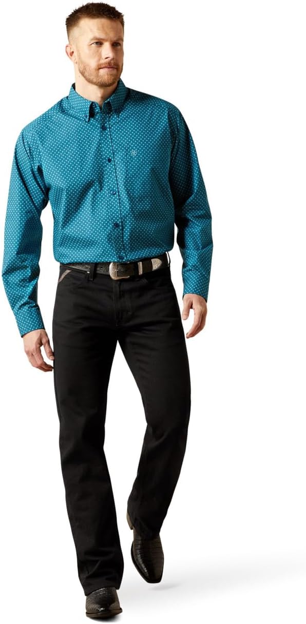 ARIAT Men Tyce Classic Fit Shirt Dark Teal - Image 3
