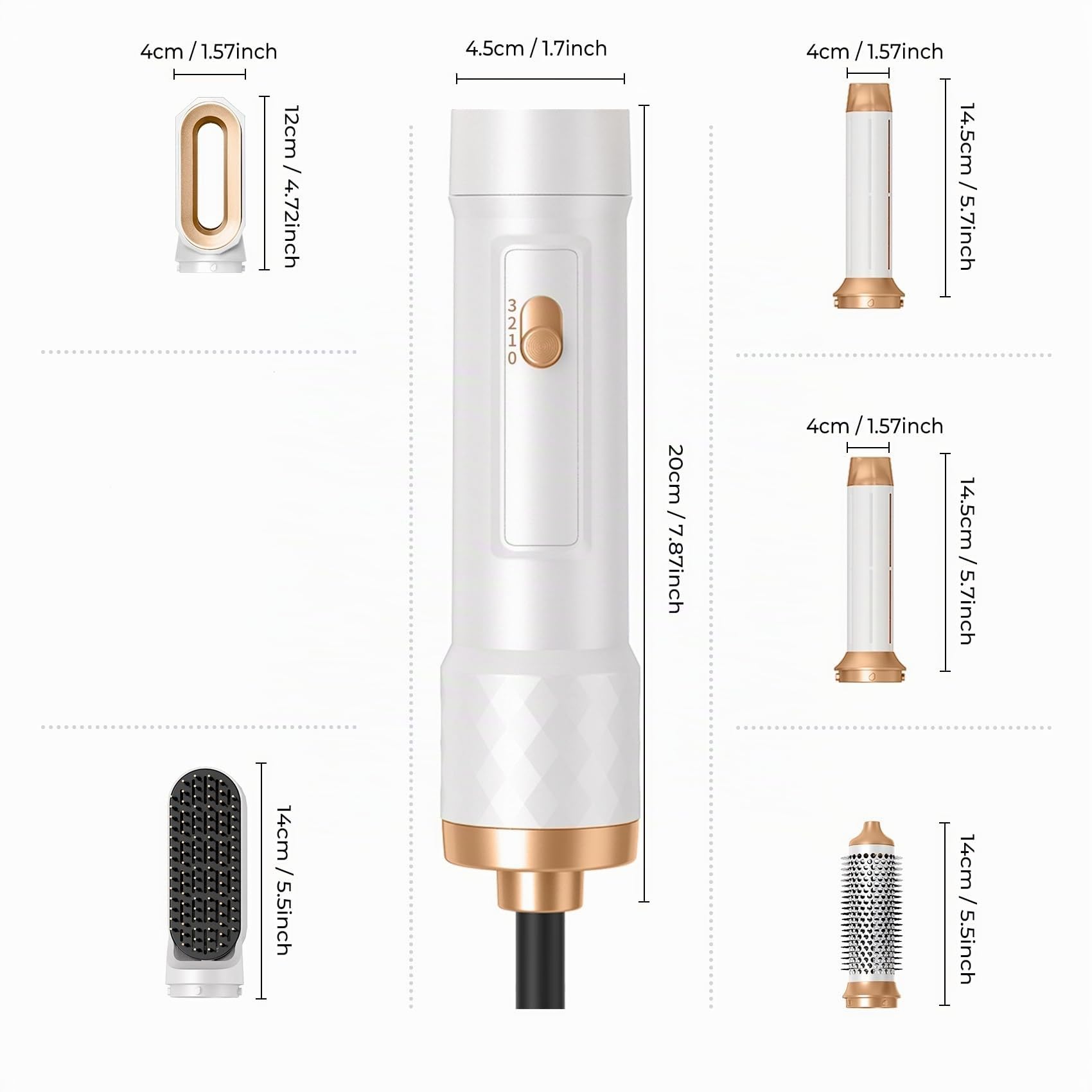 Neue Airstyler 5 in 1, Pro Hairstyler Air styler Set, Ionen Haarstyler Föhnbürste mit 1000W Haartrockner & Styler für Locken, Volumen und Glätte | Rundbürstenföhn, Geben Sie dem Haar Volumen