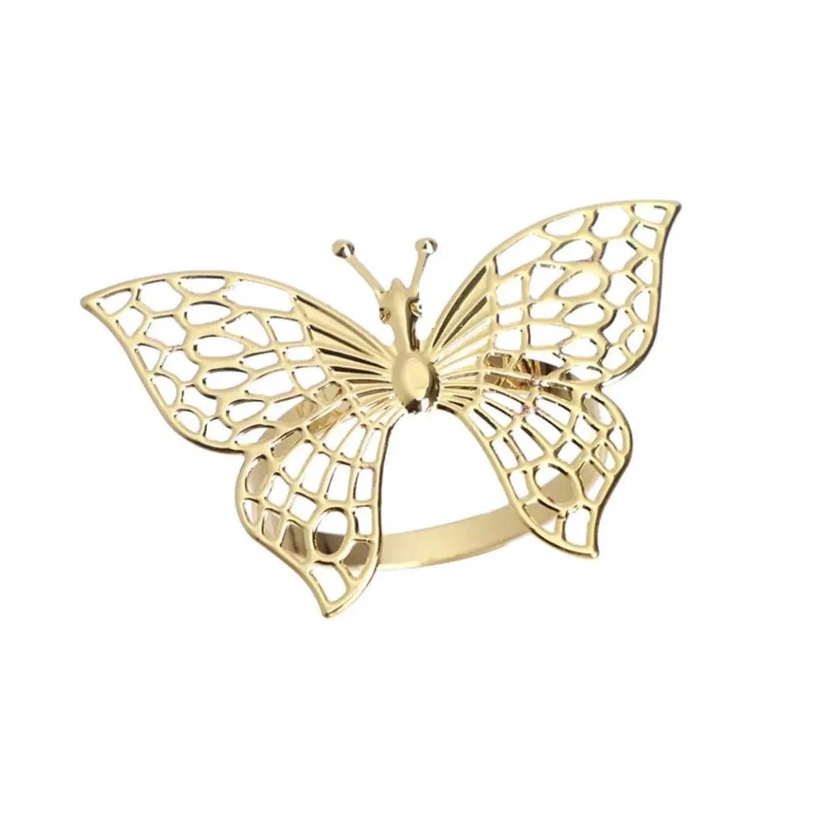 napkin rings 1/6pcs Iron Napkin Ring Gold/Rose Gold/Silver Butterfly/Hollow Hollow Butterfly Decorative Clasp(Gold-1pcs butterfly)