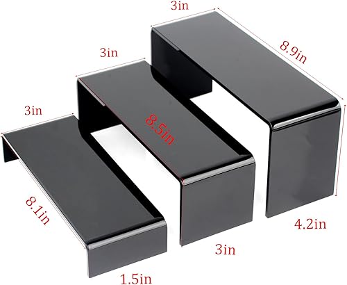 Miniatura 9 de Elevadores de exhibición de acrílico negro, 6 piezas de elevadores de acrílico o exhibición para pasteles de postres de alimentos, joyas,