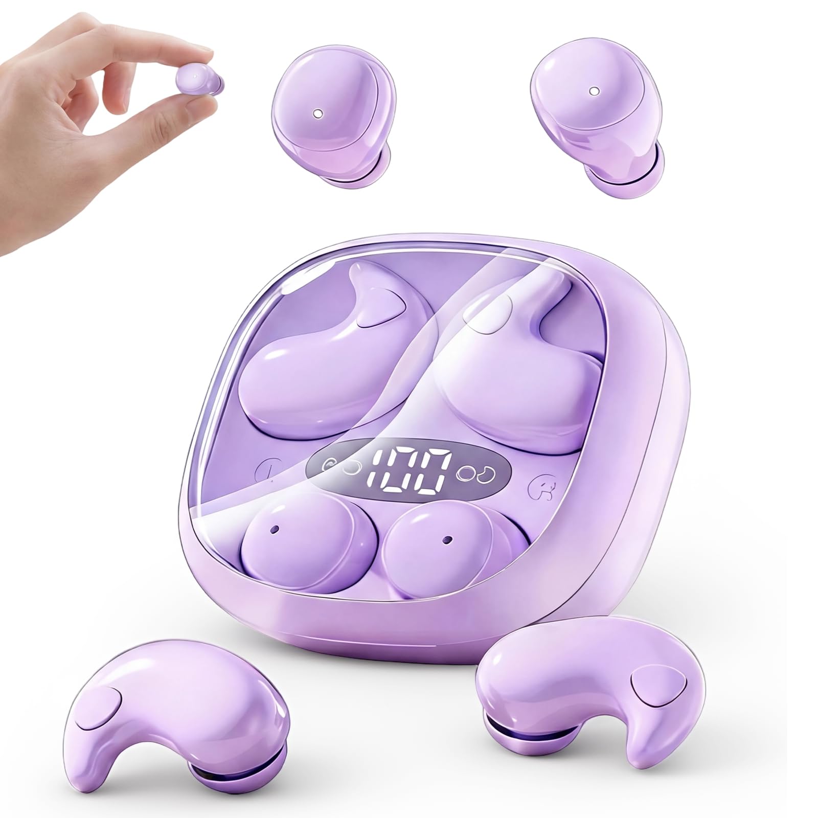 Sleep Earbuds for Side Sleepers 2 in 1 Mini Earbuds Wireless Bluetooth for Sleeping Discreet in-Ear Earphones for