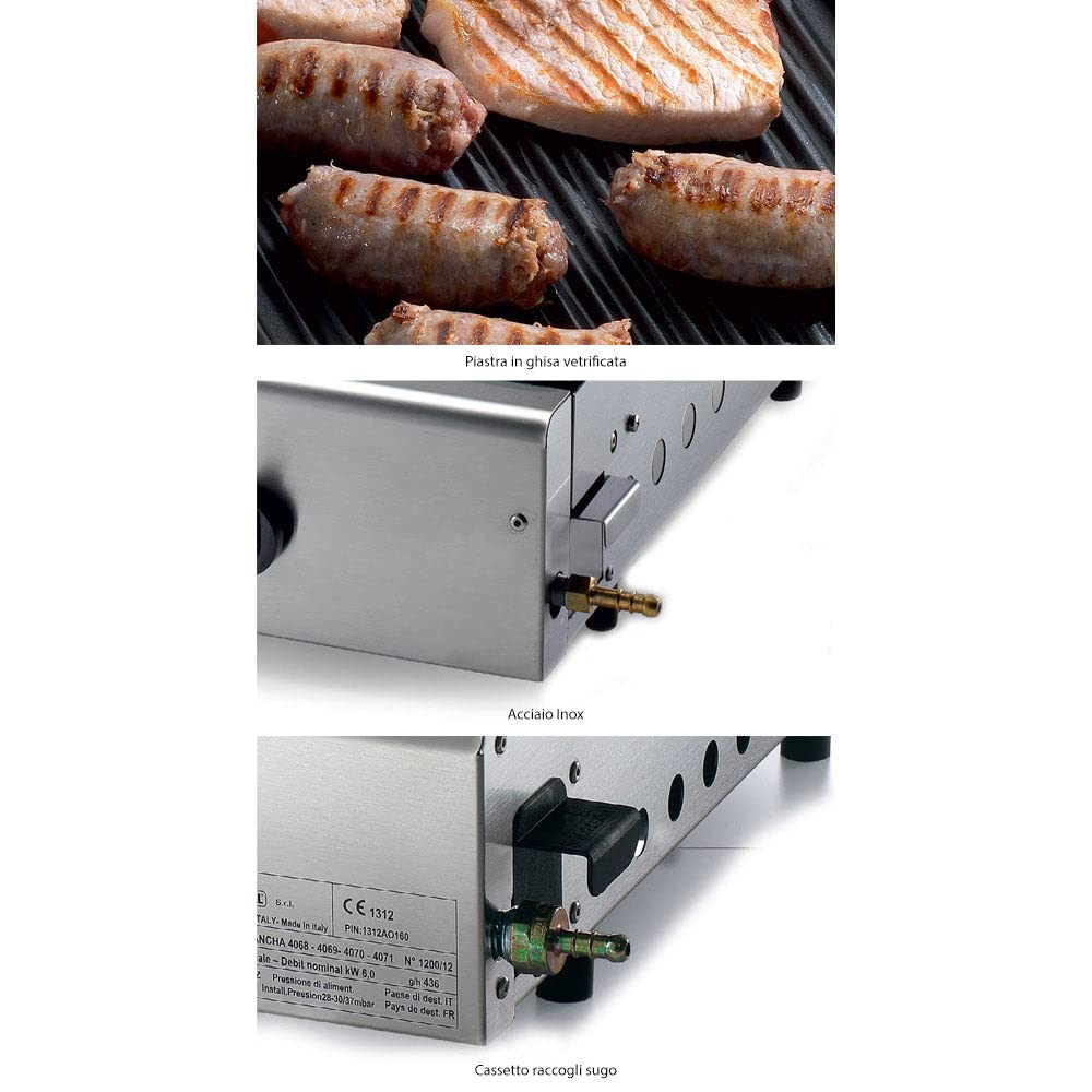 Doppia Piastra di Cottura in Ghisa a Gas GPL e Metano Plancha Double 4069/Cover/M