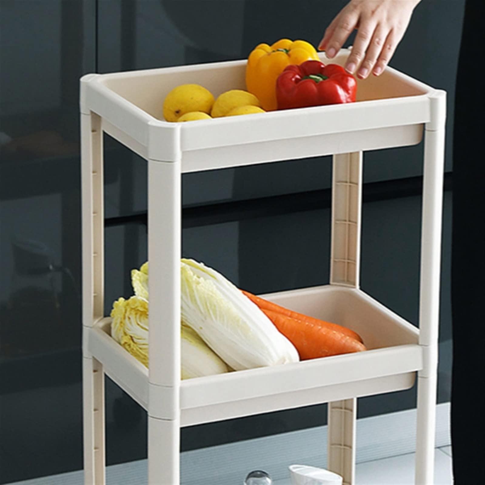 Carrito utilitario con ruedas, carrito rodante de 3 niveles para cocina, baño, dormitorio, cuenta con ganchos para almacenamiento y organización