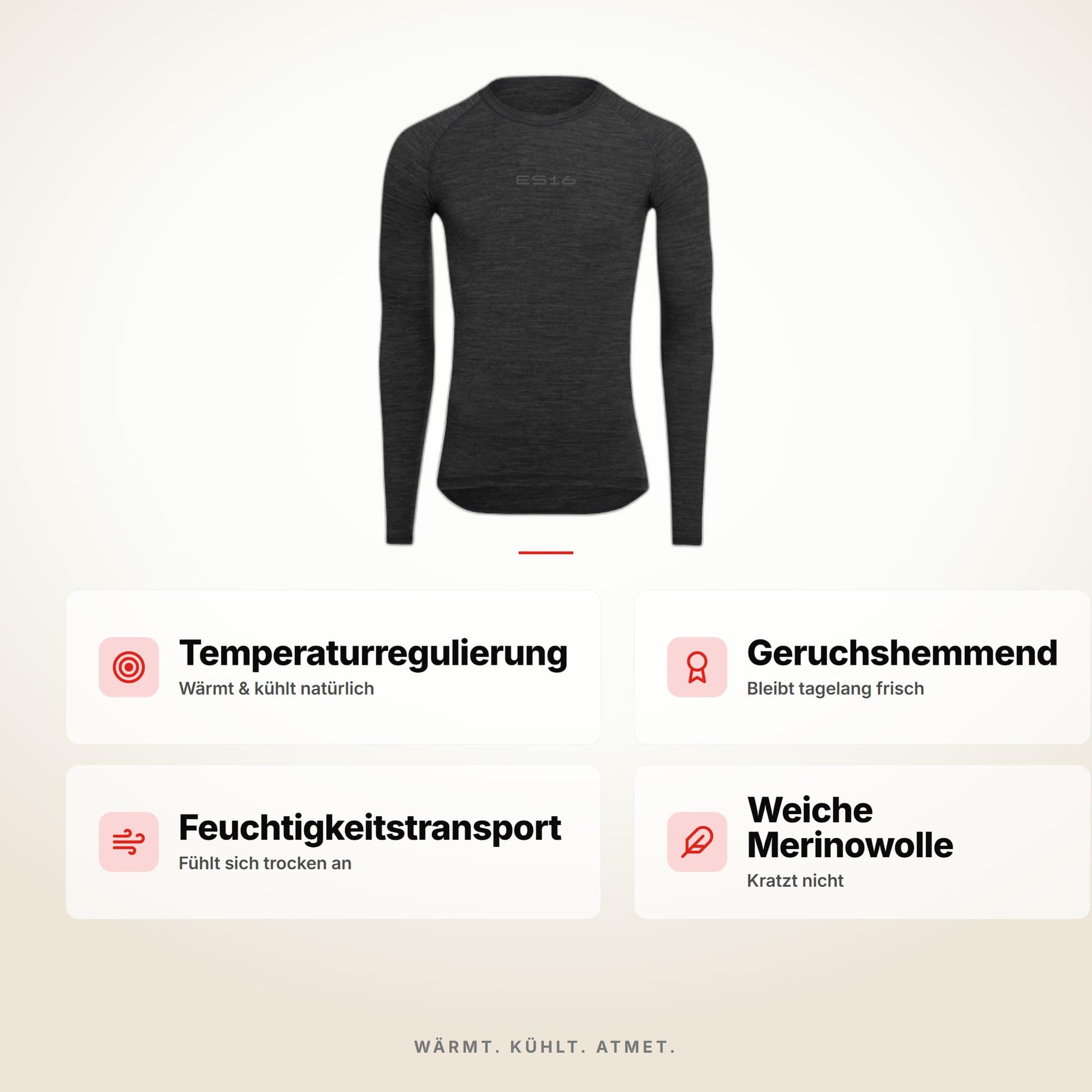 Merino Koszulka Termoaktywna Uniseks | Termoregulacyjna Bielizna Bazowa z Wełny Merynosów – Krótki i Długi Rękaw, Base Layer dla Kolarzy