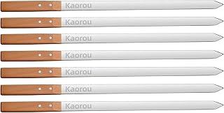 Kabob Skewers 23 Inch Long,1 Inch Wide Heavy Duty Stainless Steel with Wood Handle, Perfect for Koobideh Kebab Persian/Brazilian Style Chicken Shrimp Kebab,Set of 7 with Bag