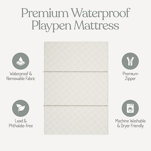 Miniatura 7 de Sleepah Pack and Play - Colchón de triple pliegue de doble cara (firme para bebés) y espuma viscoelástica suave (para niños pequeños) almohadilla de