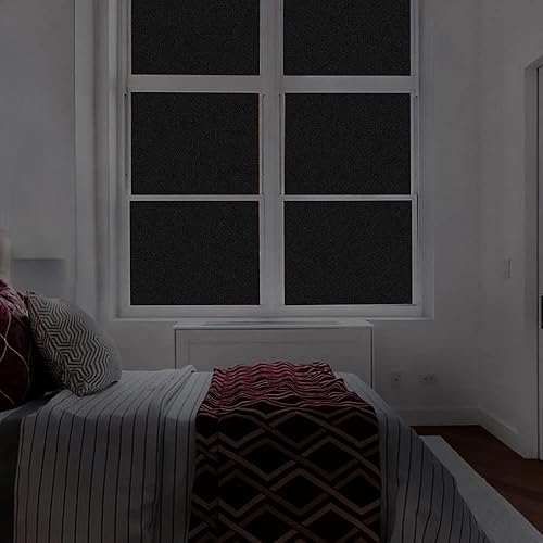 Miniatura 7 de Finnez Película opaca para ventana, privacidad, sin pegamento, adherencia estática, anti UV, 100% bloqueo de luz, película negra para ventana para