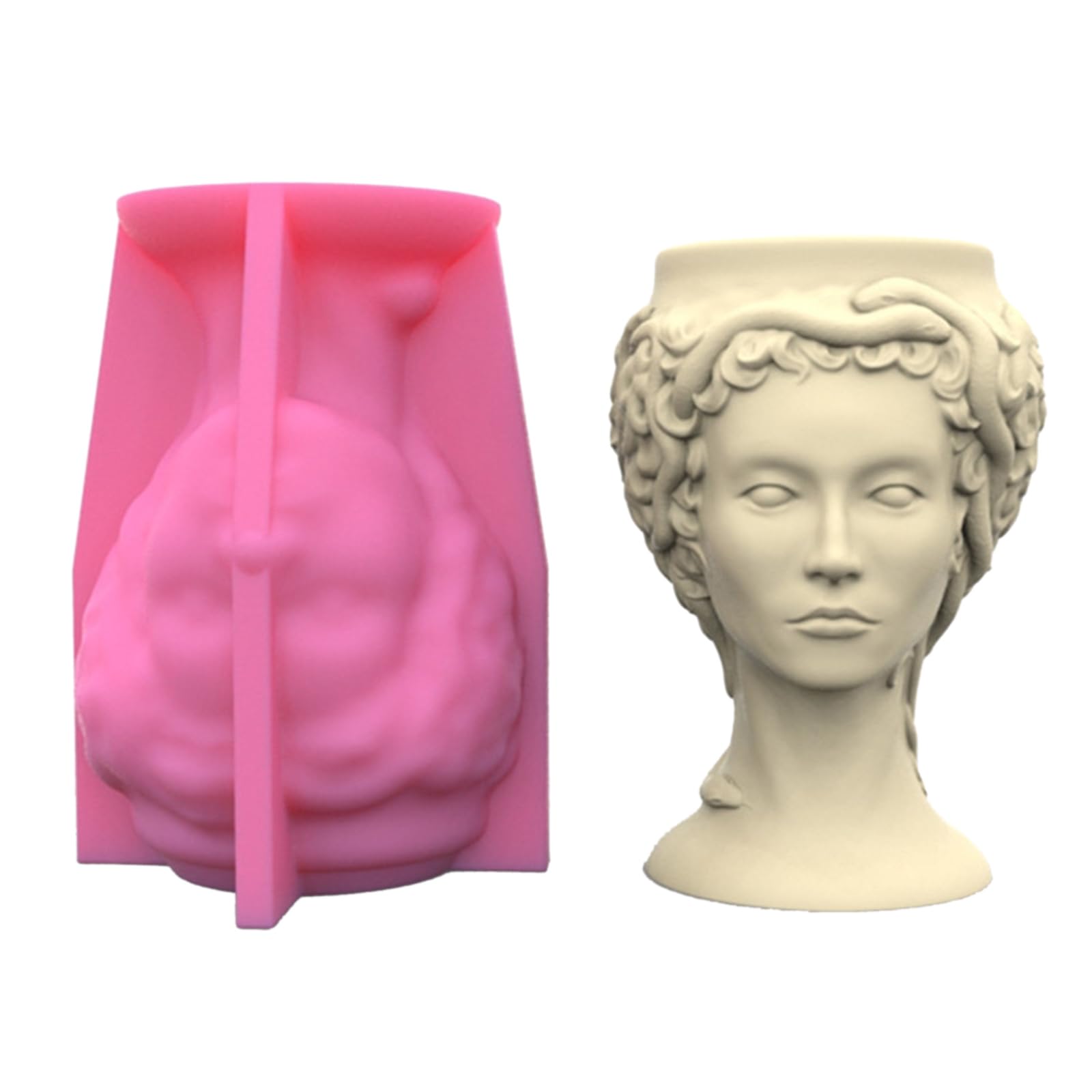 3D Lady Head Vaso da fiori in gesso Stampo in silicone resina epossidica Vaso succulento Portacandele in cemento Stampo portacandele per calcestruzzo resina cementizia