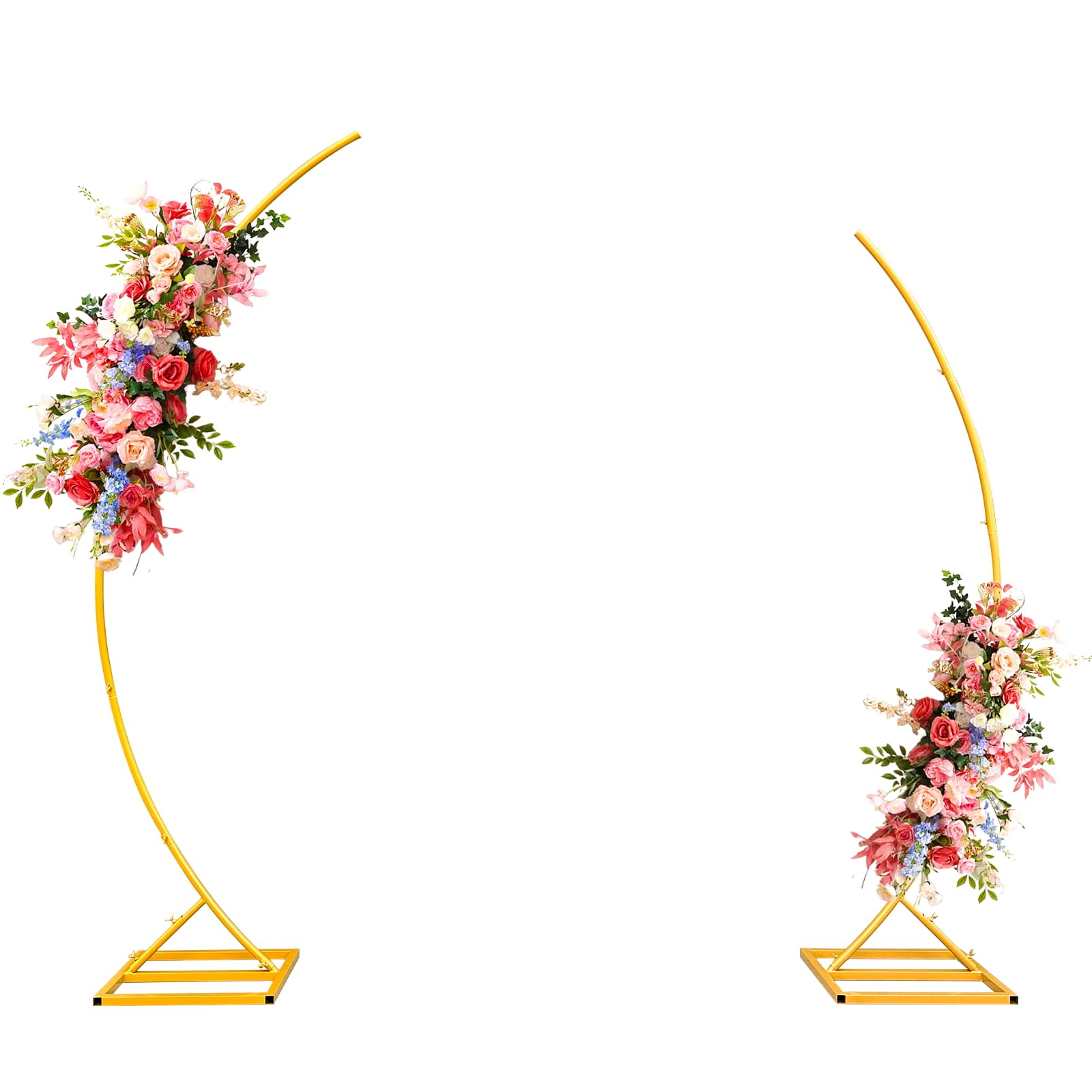 LEALIBAUSS Metal Open Arch Backdrop Stand，Half Moon Arch Stand Set of 2,Wedding Archs for Ceremony,Birthday,Wedding,Bridal Baby Shower,Anniversary,Floral Stand (Gold)
