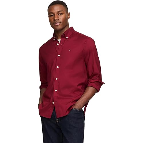 Tommy Hilfiger Men's Signature Long Sleeve Casual Button Down Shirt in Regular Fit 2024 Collection