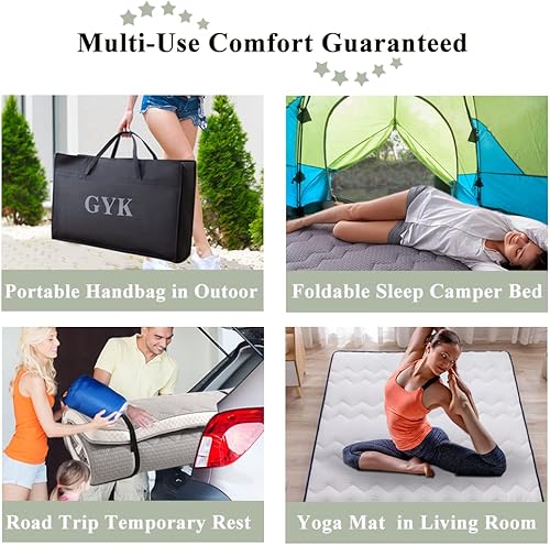 Miniatura 6 de GYK Thicken Memory Foam Mattress Topper,Foldable Camping Road Trip Japanese Floor Futon,Tatami Mat Sleeping Pad,Knitted air Layer Cotton