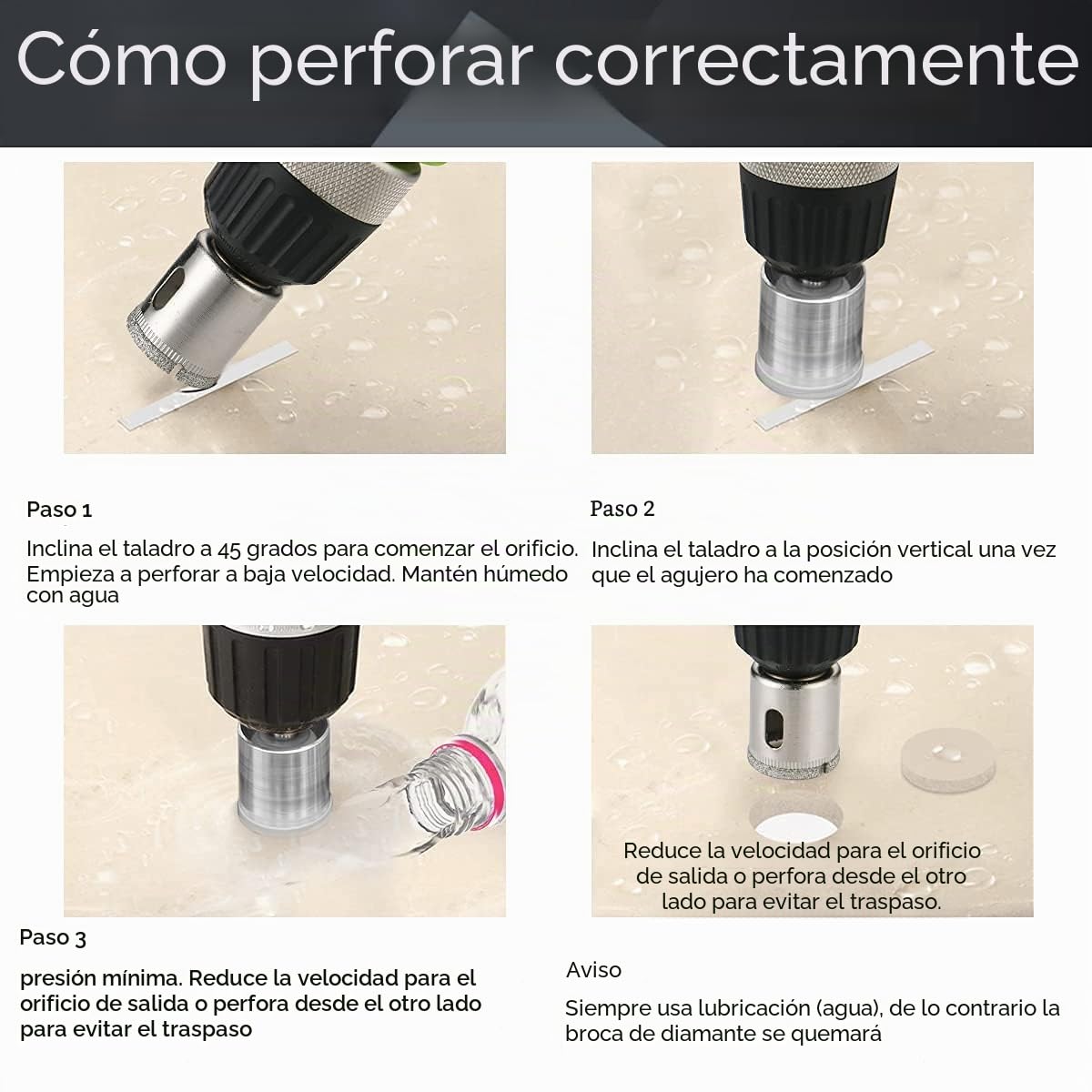Flintronic - Broca de diamante, 15 piezas, sierra de campana, juego de herramientas, sierra de diamante para vidrio/azulejos, cerámica, mármol/porcelana de acero al carbono 8 mm-50 mm