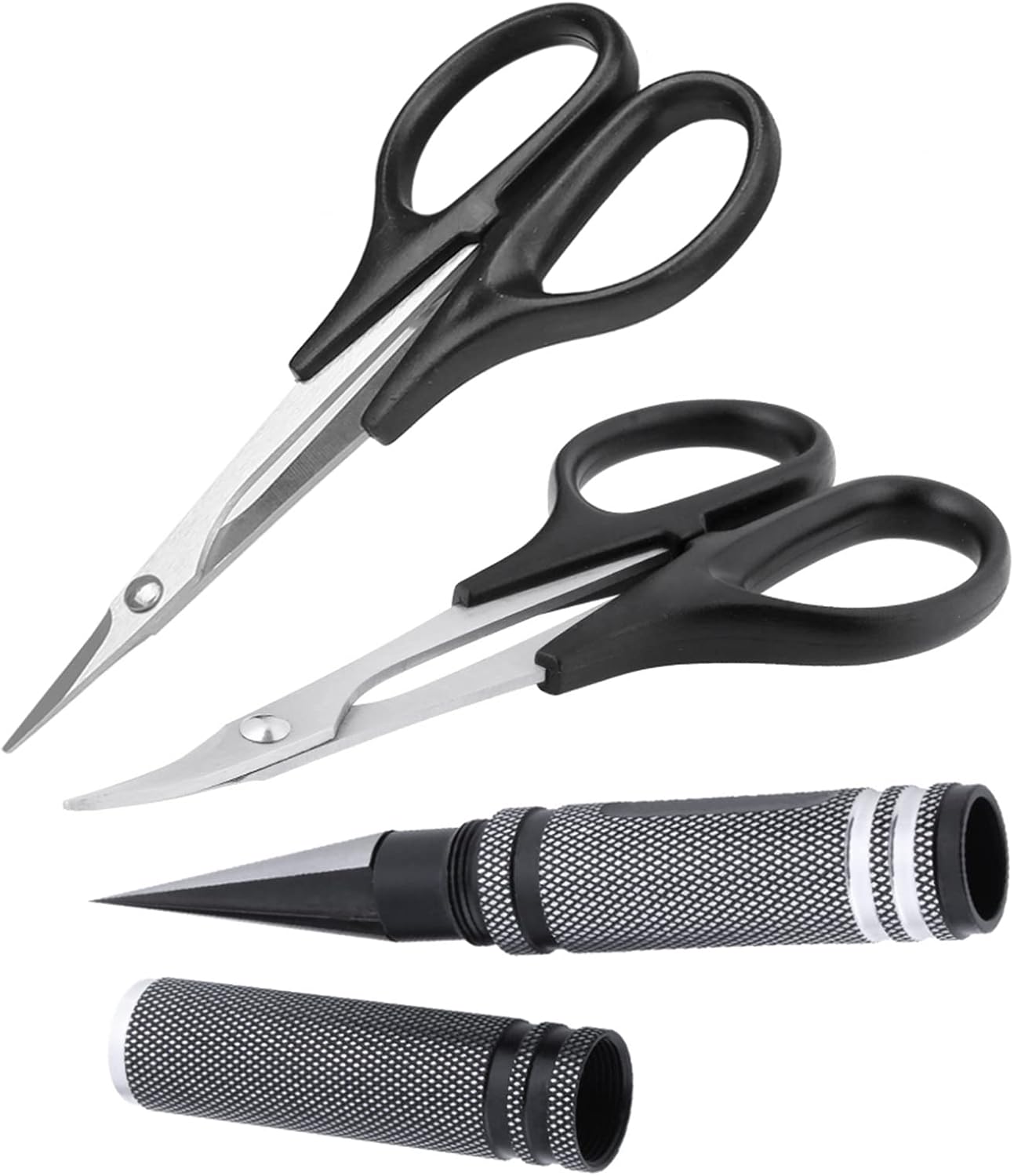 RC Body Reamer Hole,Curved Scissor & Straight Scissor RC Car Body Mounting 3pc Combo Set,0-14mm Hole (Black)