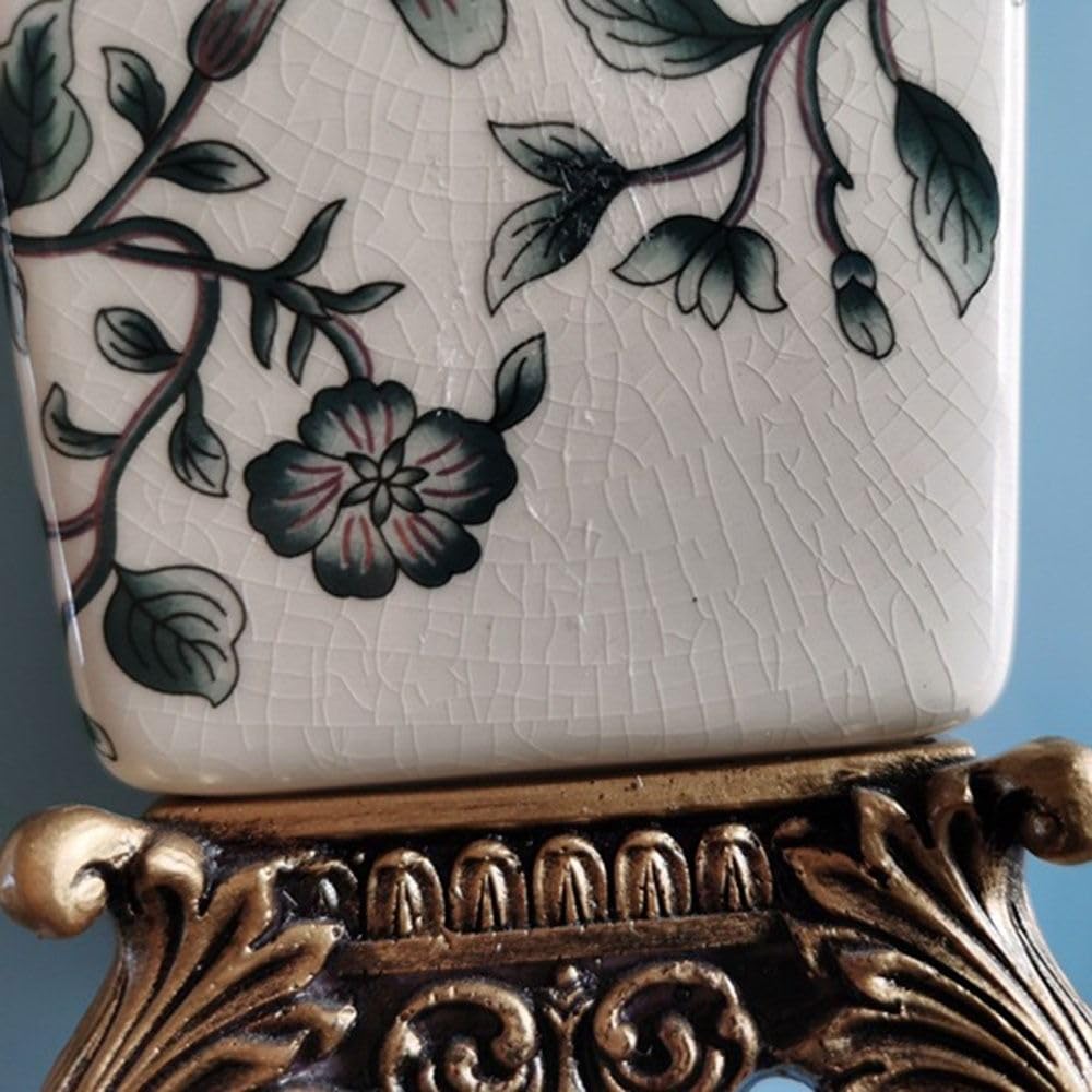 Dispenser di sapone in ceramica, con motivo floreale, bottiglia in ceramica a pompa, per bagno o cucina (D)