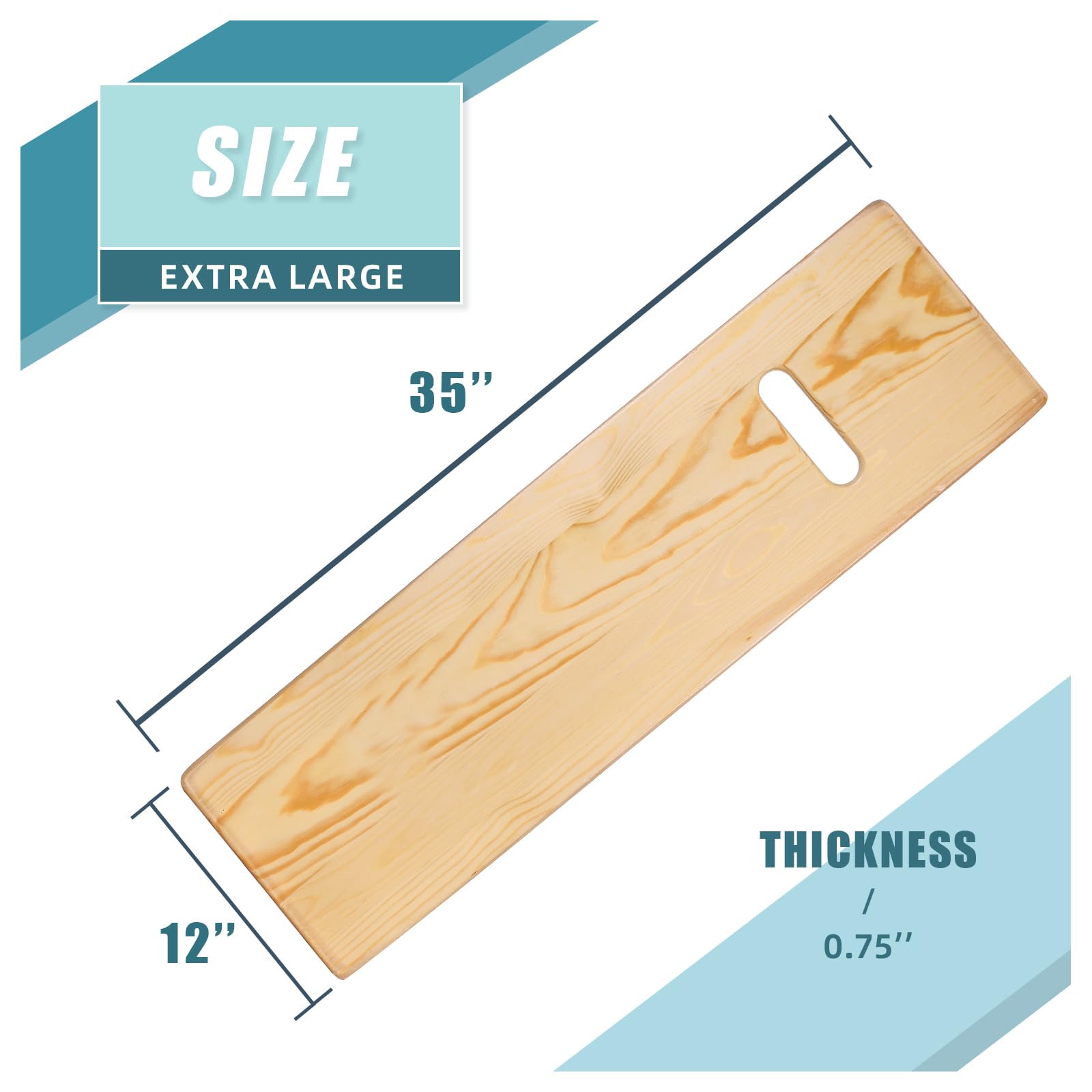 Planche de transfert et planche coulissante avec poignées, fabriquée en bois robuste, aide à la mobilité pour personnes âgées, handicapés, peut supporter jusqu'à 226,8 kg, 88,9 x 30,5 x 1,9 cm