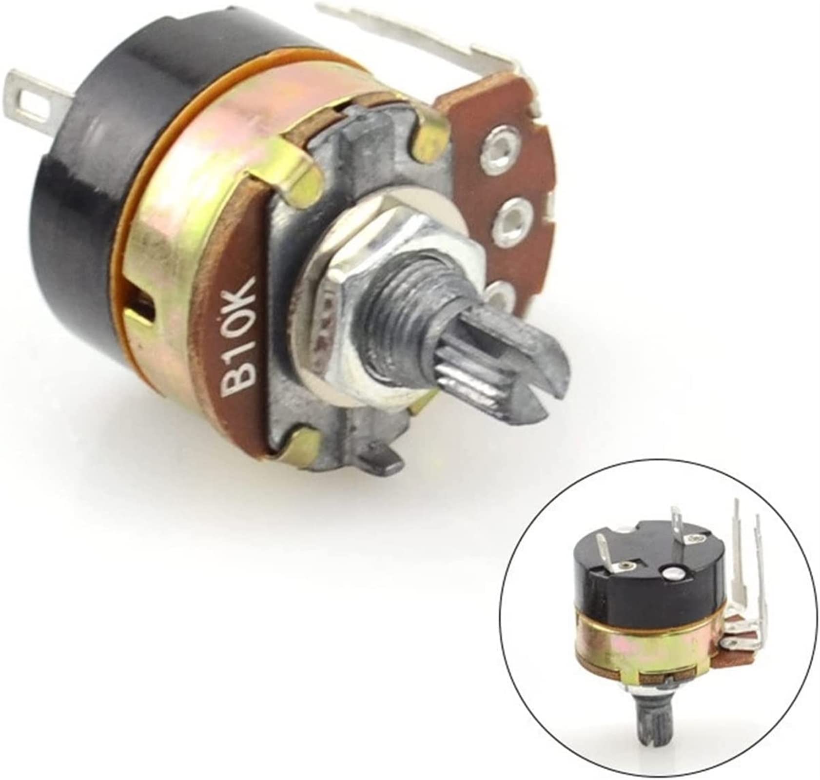 Botón de interruptor de encendido B500K BK50K B10K Regulador de velocidad de resistencia ajustable con potenciómetro de interruptor Componentes electrónicos (Size : B50k)