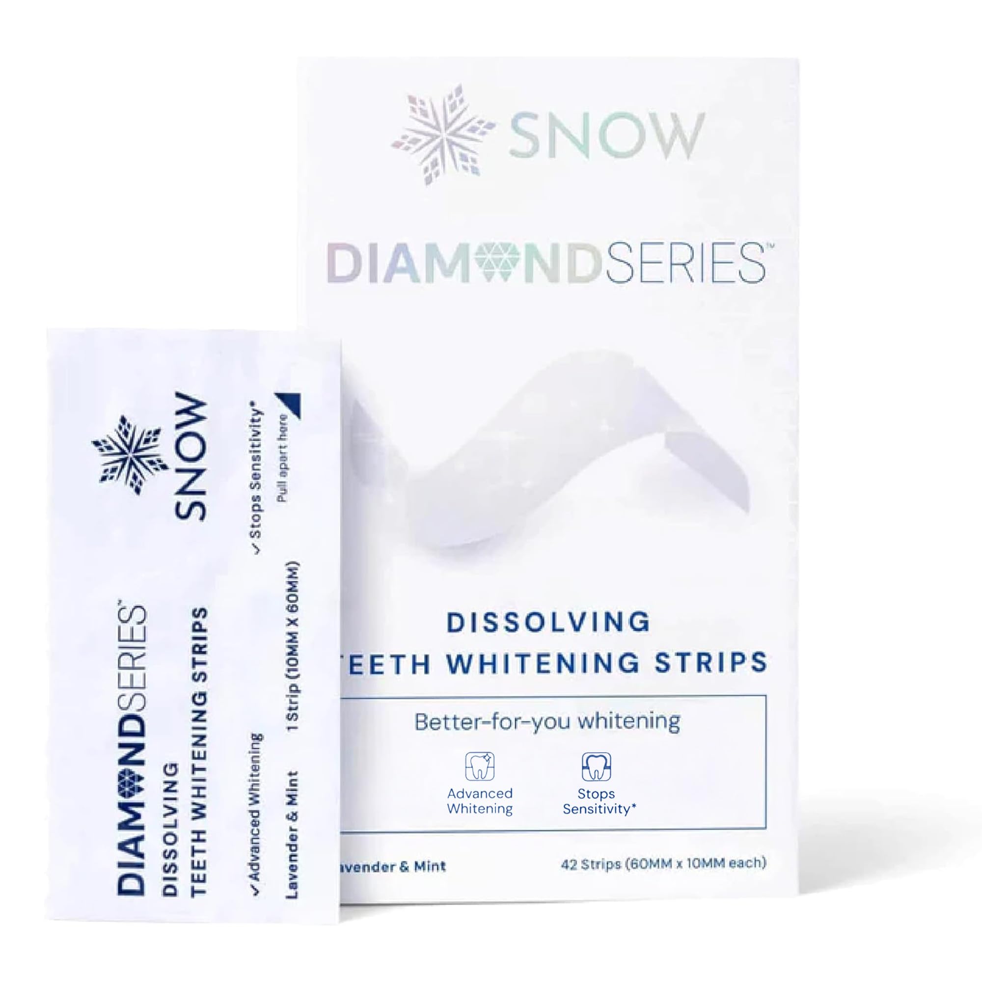 Diamond Dissolving Teeth Whitening Strips - Gentle & Enamel Safe White Strips for Teeth Whitening, at-Home Dental Hygiene & Tooth Care with Hydroxyapatite - 42 Ct