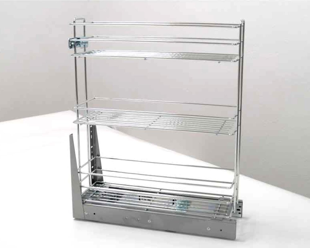GTV Panier Cargo Coulissant pour Meuble de Cuisine 600mm KO-6003MD-CR, Fermeture amortie Soft Close, Acier galvanisé, 554x435x557mm, pour Meuble Bas, Finition Chrome