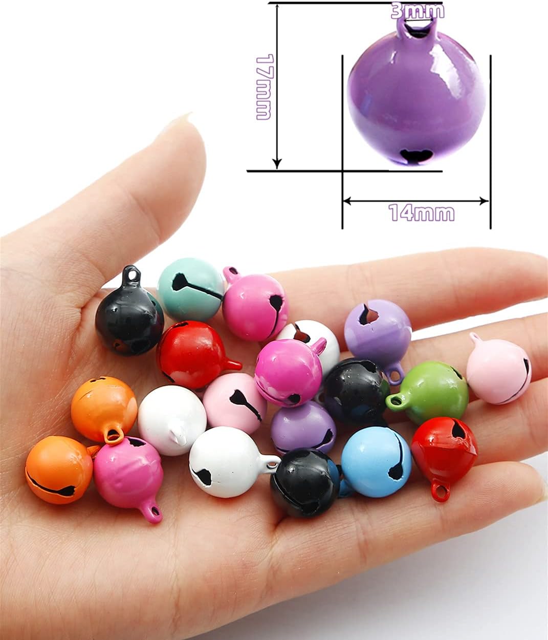 MSCFTFB 100 Pieces Craft Jingle Bells Colorful Charm Pendant Bead Bells for Pet Collar Jewelry Making Christmas Home Décor Wreath Garland Ornaments(Multi, 1/2inch)