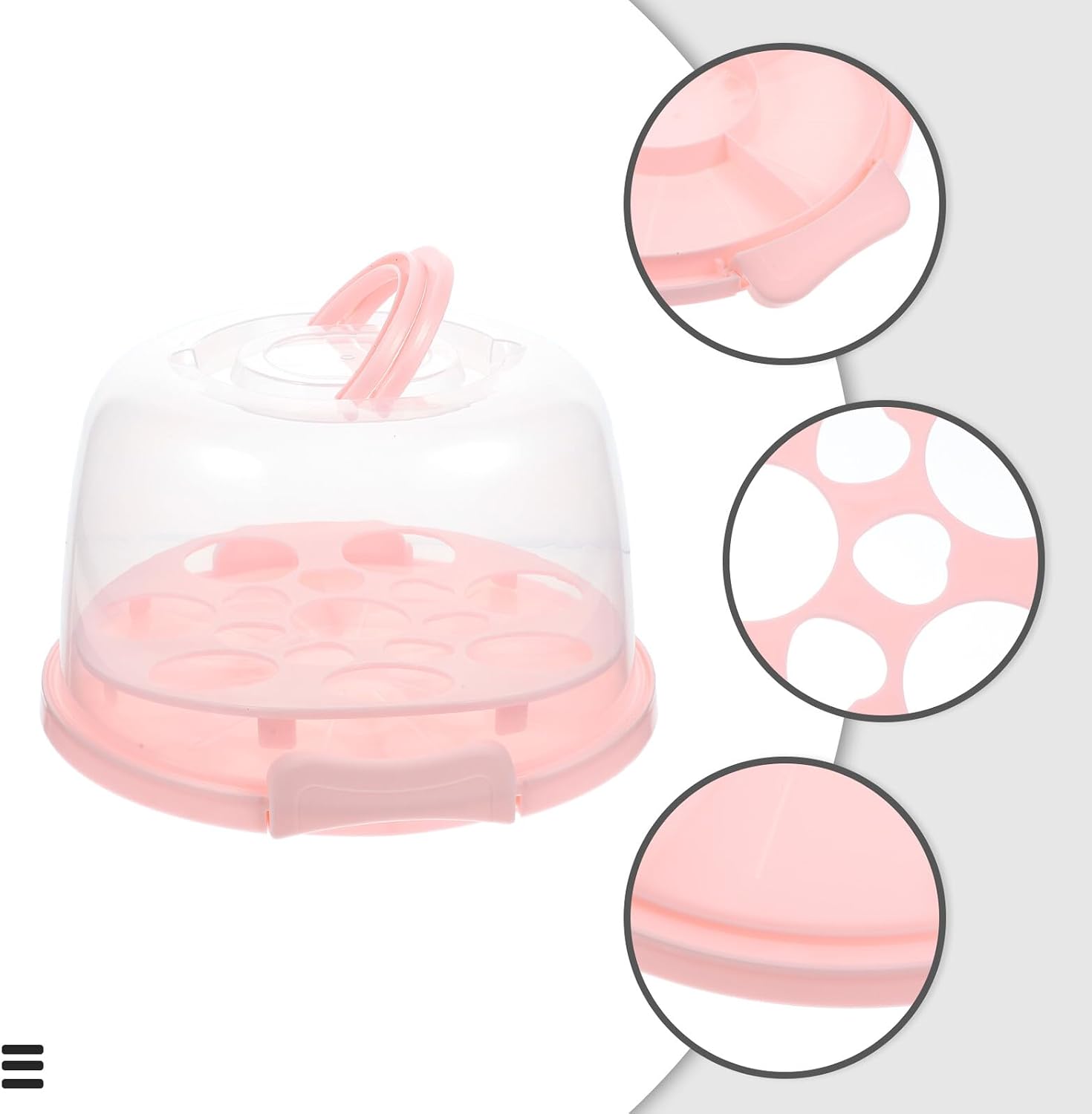 Plastic Cake Carrier with Handle and Lid 8-inch Tall Cake Storage Box with Cupcake Liners Portable Food Storage and Pastries