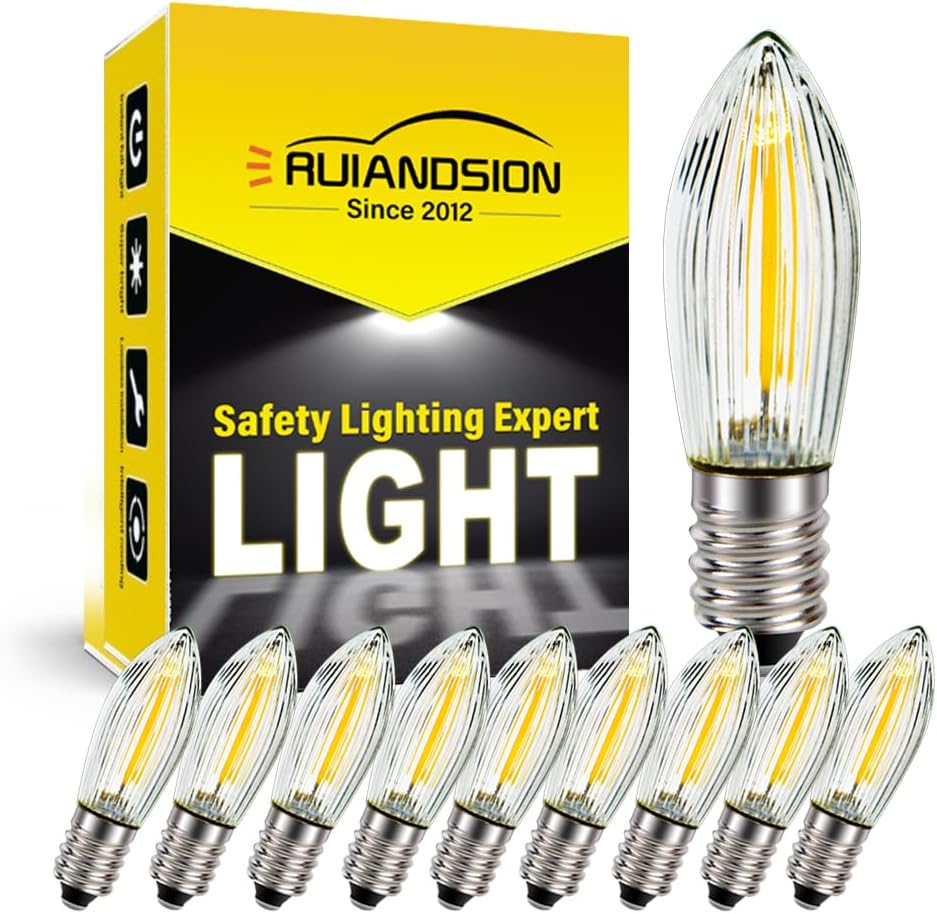 Ruiandsion E10 Candle Light Bulbs AC 110V Warm White E10 Base Socket LED Bulb for Closet Garden Balcony Landscape Lights Pack of 10