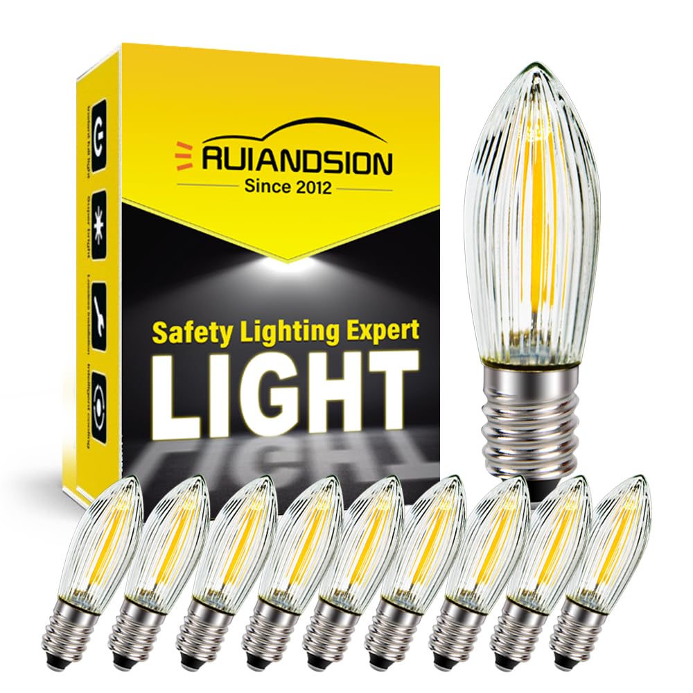 Ruiandsion 10-Pack E10 AC 6V Mini Screw Base Bulbs - Low Voltage Decorative Lighting for Model Trains, Vintage Lamps, Christmas Fairy Lights,Dollhouse Illumination,Warm White